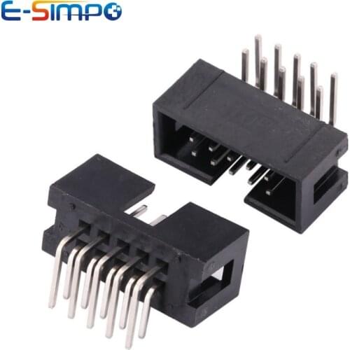 10PCS DC3 Right Angle Double Row 10/14/16/20/26/30/34/40/50P 2.54mm ISP Male Pin IDC JTAG Socket Box Header Connector