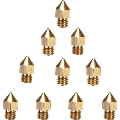 100pcs Creality 3D Printer nozzle 0.3 0.4 0.5 0.6 0.8 1.0 1.2mm Extruder MK8 M6 for CR-10 cr10S S4 S5 Ender-3 CR-20 hotend parts