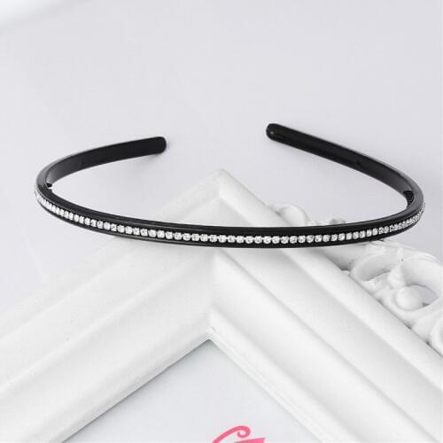 12pcs Minimalism Black Plastic Crystal Rhinestone Jewelry Headband Hoop For Bridal Wedding Accessories