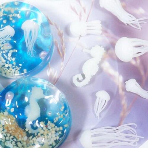 18 Pcs Mini Jellyfish Resin Filler Epoxy Resin Mold Filler Seahorse Pufferfish Filling Model DIY Crafts Supplies F3MD