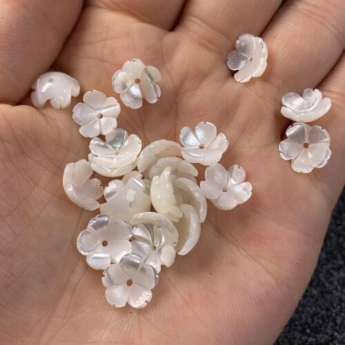 5Pcs Natural Shell Beads Carved-flowered Mother Of Pearl Loose Shell For Jewelry Making DIY Bracelet Earring Accessory