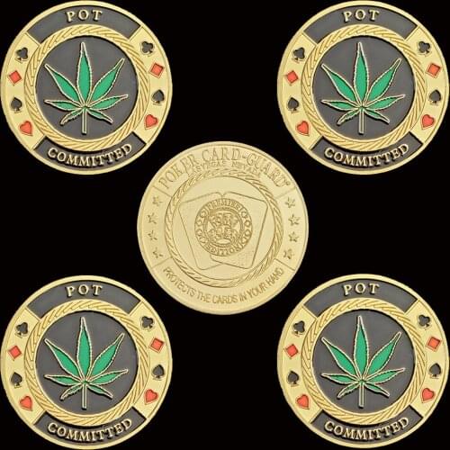 5PCS POT Committed Poker Chip Casino Gold Coin Lucky Souvenir Personalized Collection Token Coin