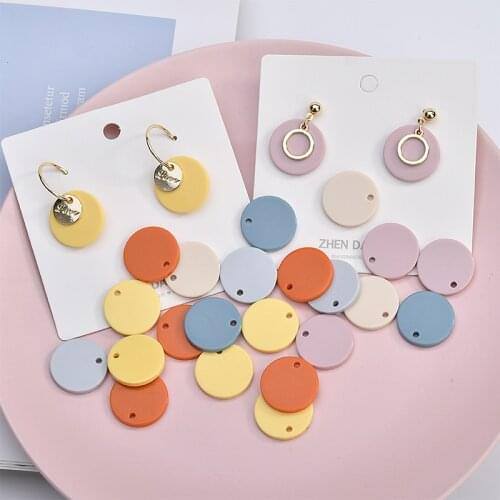50pcs/Lot Colorful Round Shape Platic Resin Round Charms Pendants Ornament Accessories Girls Earring Necklace Keyring DIY Decor