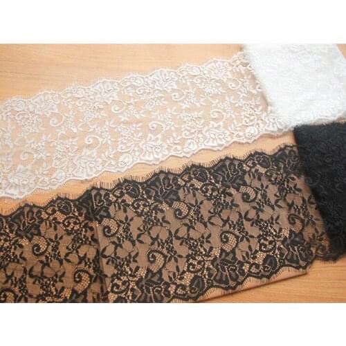 Handmade DIY clothing accessories black and white eyelashes mesh embroidery lace 18cm wide