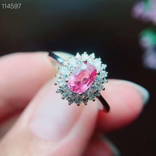 Natural Sri Lanka Ceylon Pink Sapphire Ring Fine Jewelry 4X6mm
