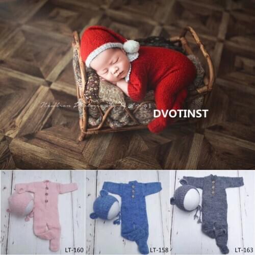 Dvotinst Newborn Photography Props for Baby Cute Wool Soft Outfits Bonnet Bebe Bodysuits Fotografia Studio Shoots Photo Props