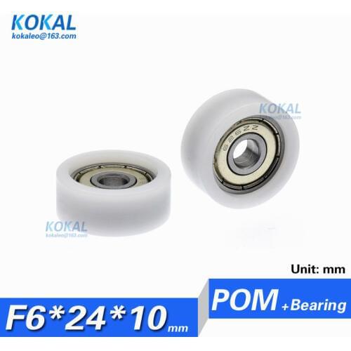 [F0624-10] 1PCS/lot flat type 626zz 626 ball bearing coated with POM PA Nylon plastic wheel pulley non-standard pulley bearing