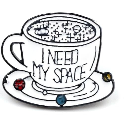 Personality Enamel Coffee Cup Pin Coffee life lovers badge brooch Lapel pin Denim Jeans shirt bag Cartoon Jewelry Creative Gift