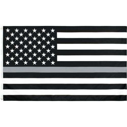 Jemony 90*150CM Thin gray bar American Flag Dual Line Flag
