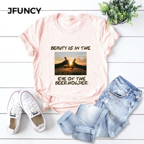 JFUNCY Plus Size Women Tops Casual Woman Cotton T-shirt Summer Female Tee Shirt Oversize Short Sleeve Lady Tshirt