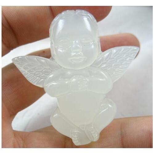 52*44 MM Groothandel natuurlijke Chinese steen hand gesneden standbeeld van Cupido amulet hanger ketting Jewelry making A28