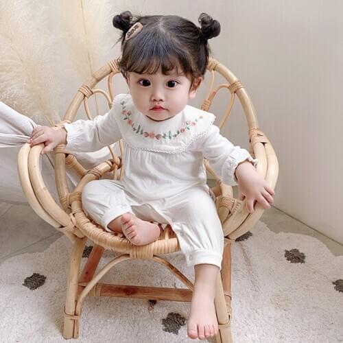 Baby Girl Romper Lace Doll Collar Girls Jumpsuit Comfort Newborn Baby Clothing Long Sleeve Cotton Toddler Baby Bodysuits Autumn