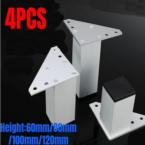 4PCS Metal Furniture Leg Multi-size Square Alumnium Alloy Feet Replacement for TV Stand Cabinet Sofa Bed Legs with screws