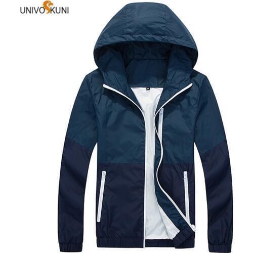 UNIVOS KUNI 2019 Mens Casual Jacket Hooded Streetcoat Overcoat Patchworle Fashion Brand Slim Fit Wild Big Size 4XL Q6076