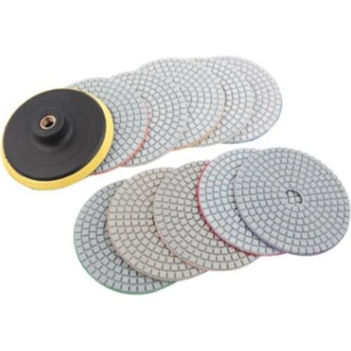 11Pcs Diamond Polishing Kit 4 Inch 100mm Wet/Dry for Granite Stone Concrete Marble Polishing Using Grinding Wheel Set
