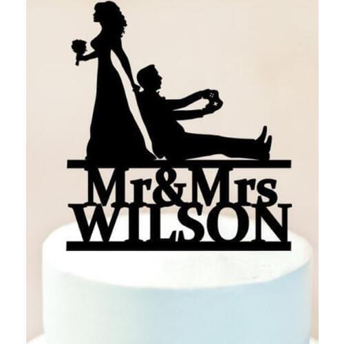 Custom name Wedding Mr & Mrs Cake topper,Gamer Groom and Bride Cake Topper,Gaming party/Gaming Video Game Controller cake topper