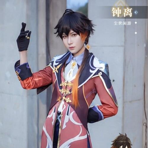 2021 New Hot!!! Genshin Impact Cosplay Zhong Li Game Set Men Costume Halloween Daily