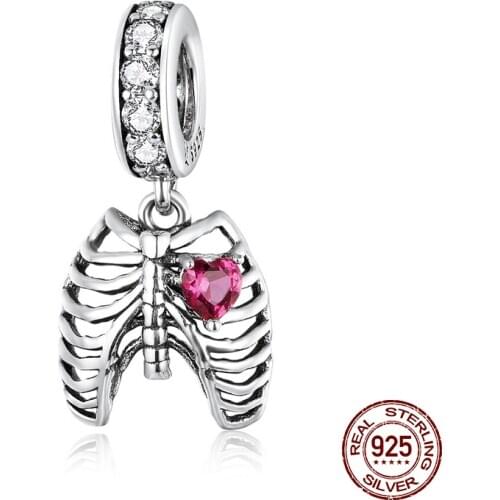 925 sterling silver love oath of ribs pendant charms fit Pandora bracelet & necklace making woman fashion high jewelry DIY beads