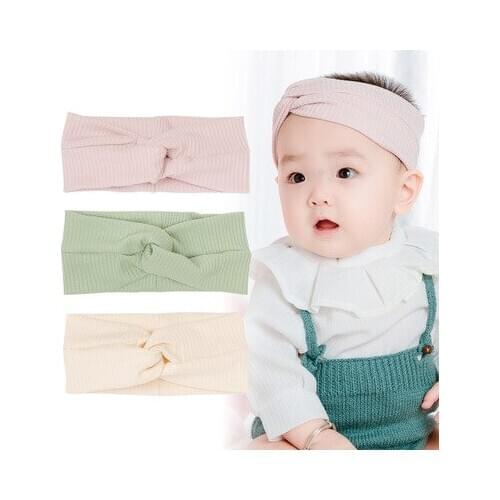 2020 Baby Headband Cross Top Knot Elastic Hair Bands Soft Solid Girls Hairband Hair Accessories Twisted Knotted Headwrap
