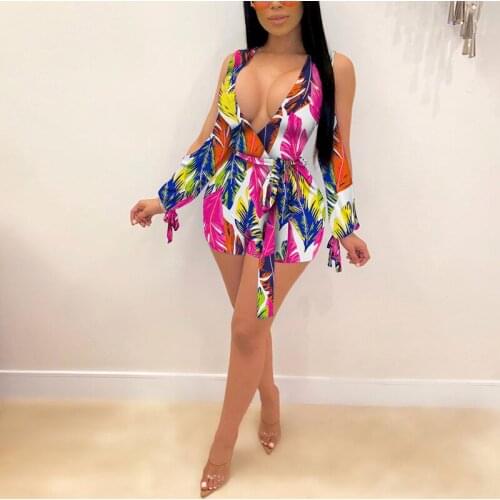 VAZN 2021 Early Autumn Chiffon Sexy Club Young Full Sleeve Off Shoulder Retro Open High Waist Women Slim Playsuits