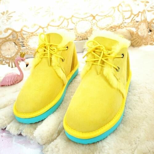 New Style Best Genuine Sheepskin Leather Woman Snow Boots 100% Natural Fur Snow Boots Warm Wool Womens Winter Boots