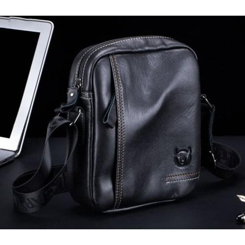 TopFight New Shoulder Bag for Men Cowhide Leather Crossbody Bags Outdoor Sport Shoulder Chest Daily Picnic Bussiness Messenger