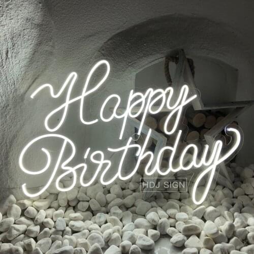 Custom Logo Happy Birthday 3D Led Flex Transparent Acrylic Plexiglass Neon Sign Light Letter Board Party Background Decor