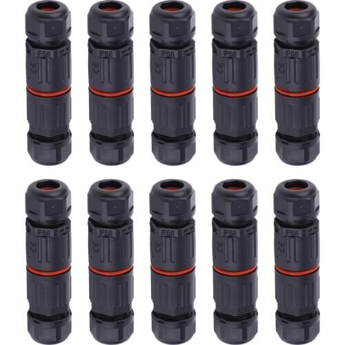 10PCS IP68 Waterproof Electrical Wire Cable 3Pin Connector Outdoor Plug Socket Applicable To Power Supply Network Communication