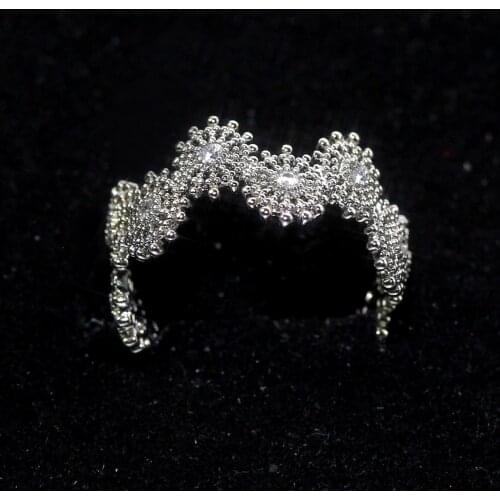 Women Ring Fashion Glamour Couple Wedding Ring Designed For Women Silver Plated Open Cubic Zirconia Ring Give Girlfriend Gift