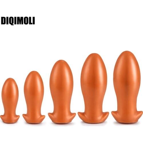 Liquid Silicone Oversize Egg Shape Anal Plug Dildos for Men and Women Soft Big Anal Dilator Massage Stimulate Anus Adult Sex Toy