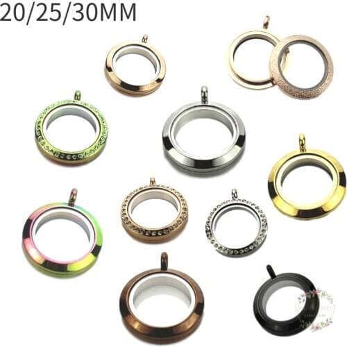 1PC Glass Locket Round Waterproof 316L Stainless Steel Screw Twist Floating Memory Locket Pendant For Women Gift