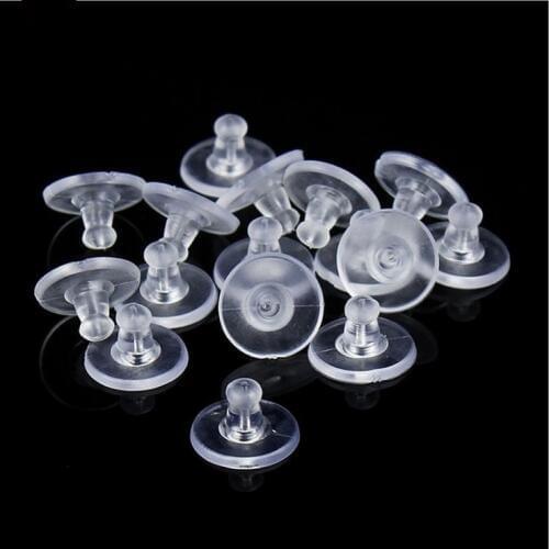 100pcs/lot Earrings Backs Jewelry Rubber Back Silicone Round Ear Plugging Blocked Plastic Earring Back Stoppers for DIY