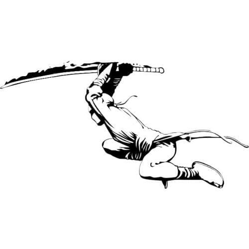 16.6cm*8.4cm Ninja Sword Boy Man Personalized Vinyl Car-styling Decal Car Sticker Black/Silver S6-4071