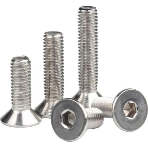 High Quality 2-50pcs Allen Key Head Din7991 M2 M2.5 M3 M4 M5 M6 M8 M10Stainless Steel 304 Hex Socket Flat Countersunk Head Screw