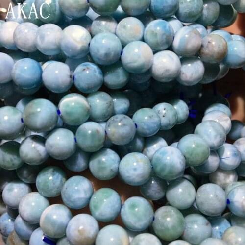 AKAC Approx 7-12mm natural Dominican larimar bracelet