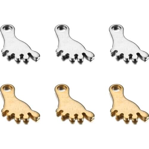 20pcs/Lot Real Stainless Steel Lovely Baby Feet Charms Pendants for DIY Making Necklace Bracelet Fashion Jewelry 8*12mm