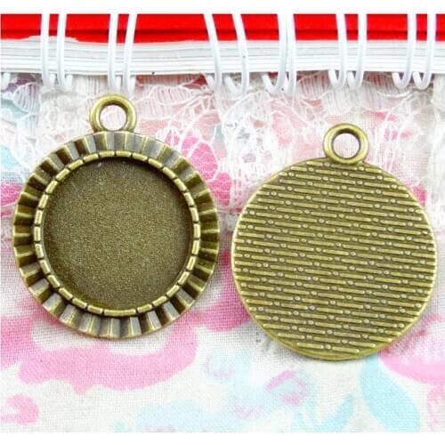 30pcs 18mm Inner Size Zinc Alloy Antique Bronze Plated Cameo Cabochon Base Setting Charms Pendant Jewelry Findings
