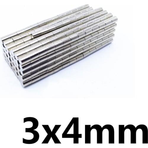 300/500/1000pcs 3x4 mm N35 Super Strong Cylinder Rare Earth Magnet 3mm*4mm Round Neodymium Magnets 3x4mm Mini Small Magnet