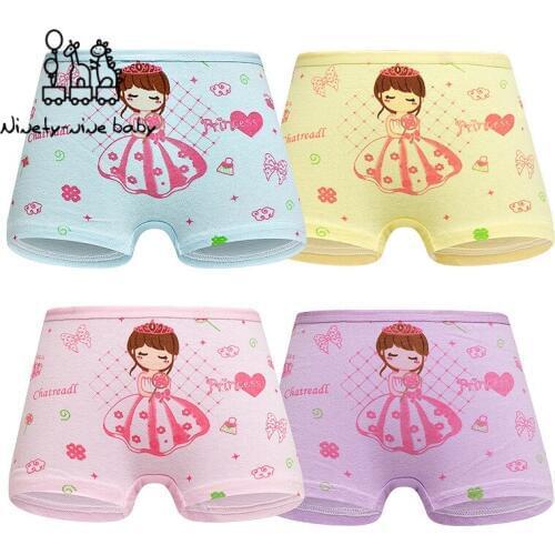 4Pcs/lot Baby Girls Cotton Panties Lovely Cartoon Princess Print Boxer Underpants Girls Kids Underwear Girls Safety Panties
