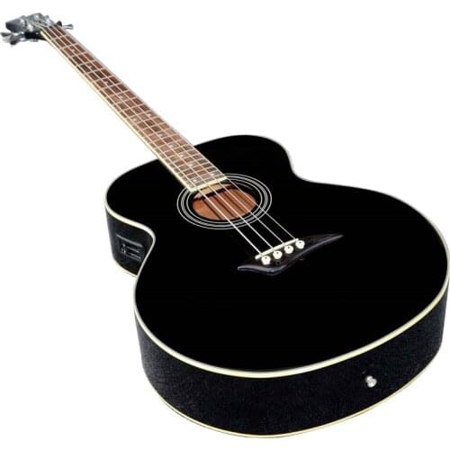4 string high gloss black electric acoustic bass guitar 43 inch full size 24 frets bass guitarre with EQ