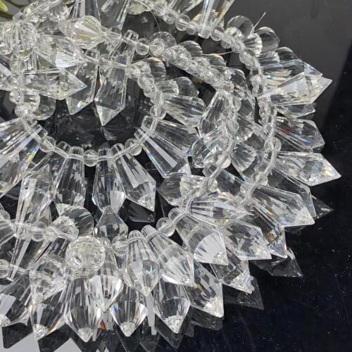 50pcs Column Crystal Glass Faceted Clear Teardrop Bicone Prism Loose Crafts Pendant Earring Beads For DIY Jewelry Making Finding