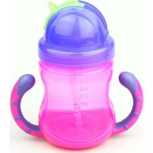 Baby Water Feeding Bottle Cute Girl Boy Mini Milk Cup With Handles Baby Straw Cup Children Drinking Bottle