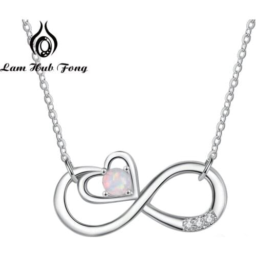 Infinity Love 925 Sterling Silver Opal Necklaces Love Heart Silver 925 Necklaces Clear CZ Women Jewelry Gifts (Lam Hub Fong)