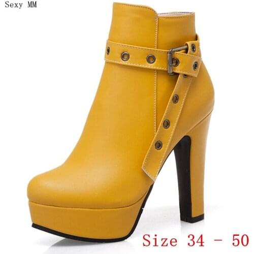 Spring Autumn Women Platform Ankle Boots Woman Short Boots High Heel Shoes Plus Size 34 - 40 41 42 43 44 45 46 47 48 49 50