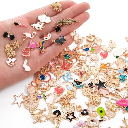DIY Makings Jewelry New Products 10pcs Random Drip Oil Alloy Pendants Handmade Accessories Bracelet /Earrings Small Pendants