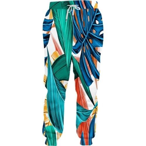 UJWI 3D Joggers Artistic Plant texture leaves Pants Men/Woman Cool Sweat Pants Fashion Print Sweatpants Winter Trousers