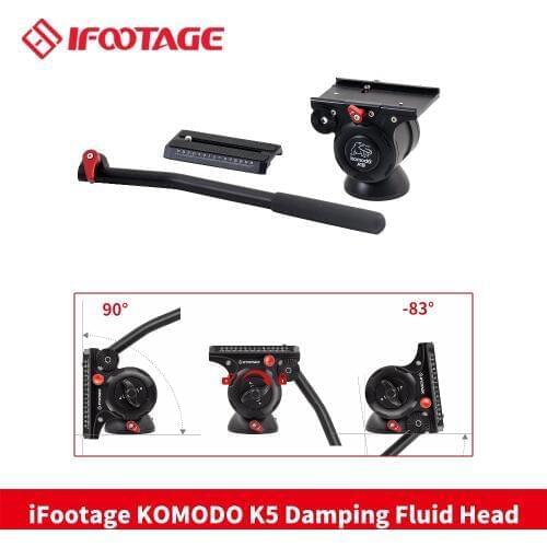 IFootage KOMODO K5 Video Fluid Head Lightweight Hydraulic Damping for DSLR Camera Tripod Monopod