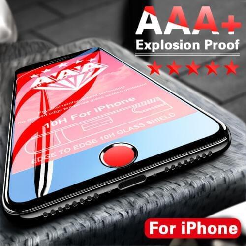 AAA+ Full Cover Curved Protective glass on For iPhone 7 8 6 6s Plus Screen Protector iPhone 11 Pro X Xr Xs Max Tempered Glass