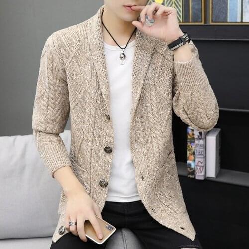 Grey Blue Khaki Women Single Breasted Cardigan Sweater For Men Korean Style Slim Knitted Sweater Man Autumn