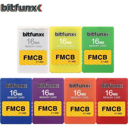 Bitfunx Memory Card 16mb Video Game Card for Playstation 2 Sony PS2 Newest Version FMCB 1.966 Red White Colors